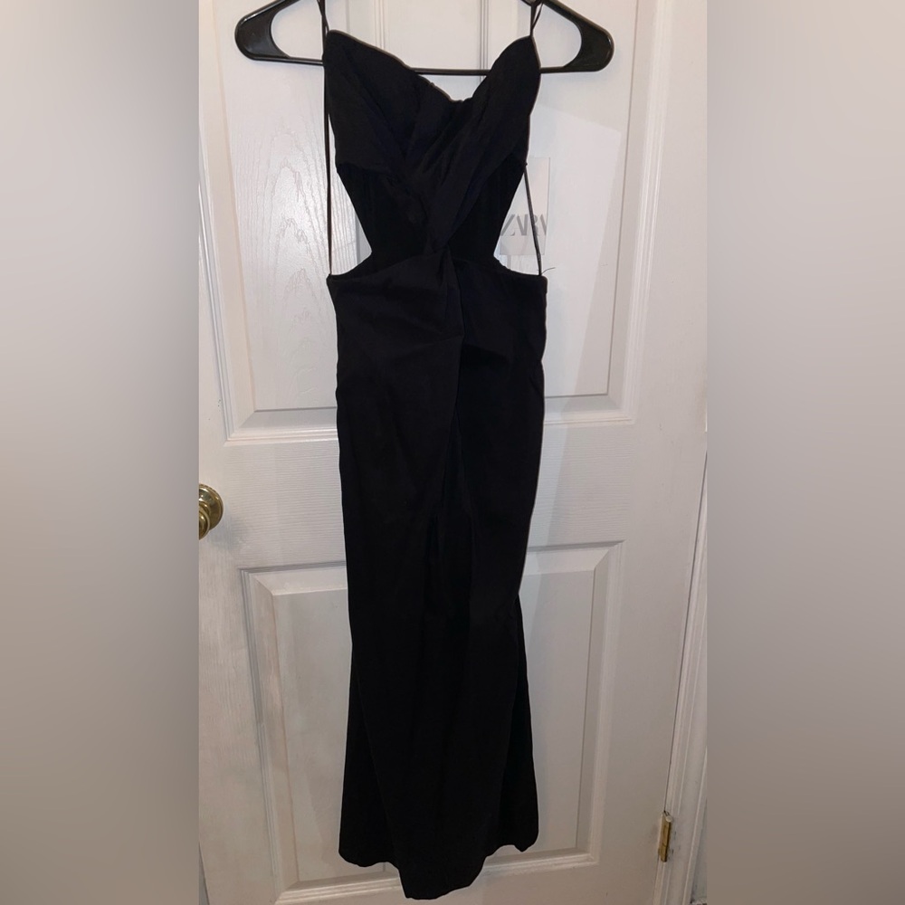 Zara Black Midi Dress Classic Minimalist Design